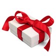 Weißes Geschenk mit roter Schleife Weißes Geschenk mit roter Schleife