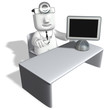 3d medical doctor studying by computer on the table 3d medical doctor studying by computer on the table