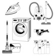 Set of outlined cleaning tools