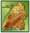 Baden-Württemberg mit Höhenschichten