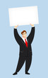 Man Holding Up Blank Card