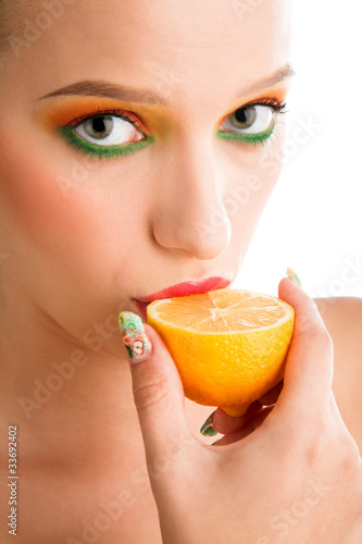 Photo: woman with lemon woman with lemon