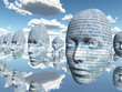surreal face with text
