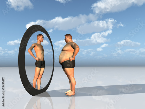 Photo: Man sees other self in mirror Man sees other self in mirror
