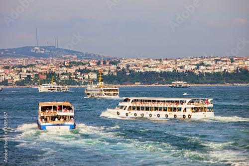 Photo: Passenger Boats on Bosphorus Strait Passenger Boats on Bosphorus Strait