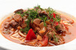 Close up of uzbek soup lagman