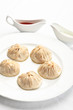 Kazakh or Uzbek Manti on a white plate