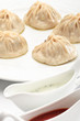 Kazakh or Uzbek Manti on a white plate