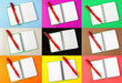 Opened notebook and red pen