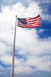 American flag against blue sky