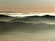 Winter landscape covered by fog in Beskydy