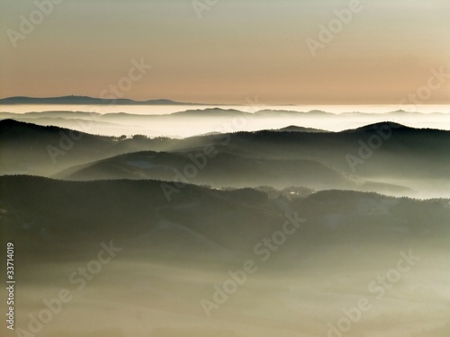 Photo: Winter landscape covered by fog in Beskydy Winter landscape covered by fog in Beskydy