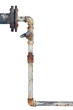 Old rusty pipes, aged weathered isolated grunge iron pipeline an