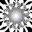 Vector: hands around bright light hands around bright light
