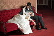 Affectionate bride and groom