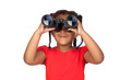 African little girl looking through binoculars