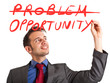 Businessman writing a positive concept