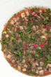 Close-up of okroshka on kvass base