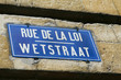 Rue de la Loi - Wetstraat: bilingual streetsign in Brussels