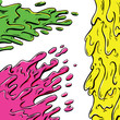 Vibrant paint splashes cartoon