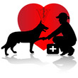 Veterinarian and dog.Vector