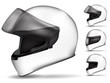 set of white motorcycle helmet isolated on white