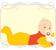 Baby with milk bottle. Child food