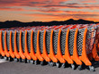 Supermarket shopping trolleys at sunset Supermarket shopping trolleys at sunset