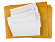 Blank plain DL white and brown A4 envelopes, isolated - mailshot Blank plain DL white and brown A4 envelopes, isolated - mailshot