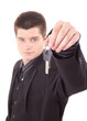 Young man holding keys