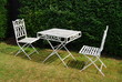White metal garden furniture - table and two chairs White metal garden furniture - table and two chairs