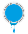 couvercle pot de peinture et coulure bleu
