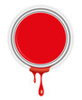 couvercle pot de peinture et coulure rouge