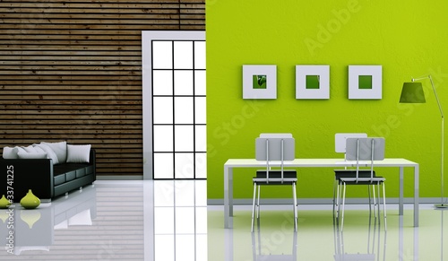 Illustration: Wohndesign - grünes Esszimmer Wohndesign - grünes Esszimmer