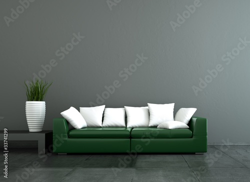 Illustration: WOhndesign - grünes Ledersofa WOhndesign - grünes Ledersofa