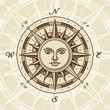 Vintage sun compass rose