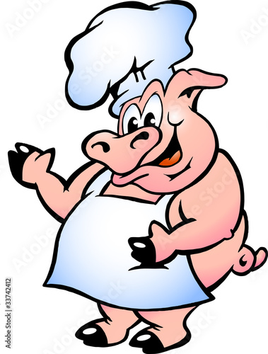 Vector: Hand-drawn Vector illustration of an Pig Chef wearing apron Hand-drawn Vector illustration of an Pig Chef wearing apron