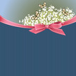 Romantic card with white flowers, butterflies and ribbon bow