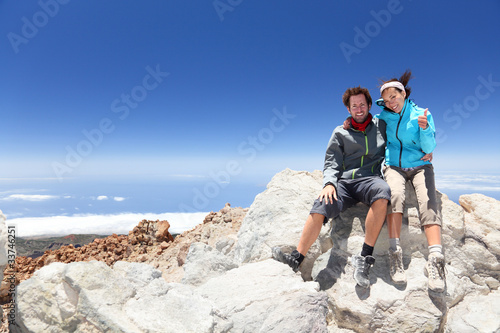 Photo: People on mountain top hiking People on mountain top hiking