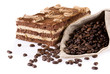 Tiramisu cake with bag of coffe Tiramisu cake with bag of coffe
