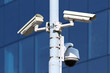 Photo: three security cctv cameras on the public light pylon three security cctv cameras on the public light pylon