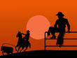 Illustration of two cowboys in the farm Illustration of two cowboys in the farm