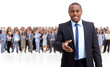 business man and his team isolated over a white