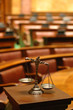 Decorative Scales of Justice in the Courtroom