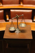 Decorative Scales of Justice in the Courtroom