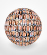 ball and people isolated over white background