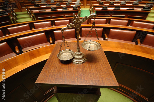 Photo: Decorative Scales of Justice in the Courtroom Decorative Scales of Justice in the Courtroom
