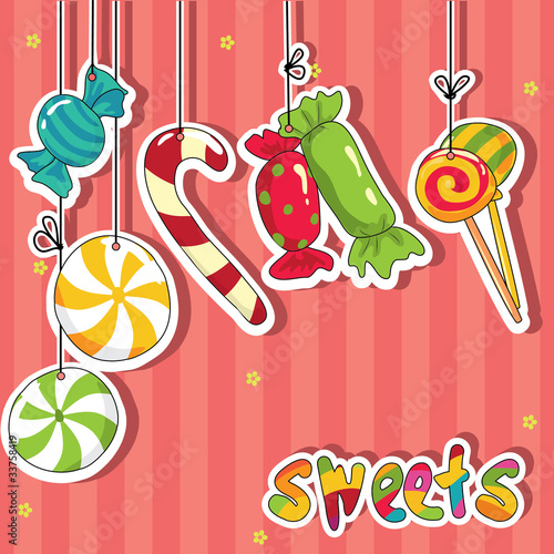 Vector: Sweets on strings Sweets on strings