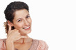 Woman making call me gesture