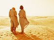 Sand desert and people, Sahara horizon